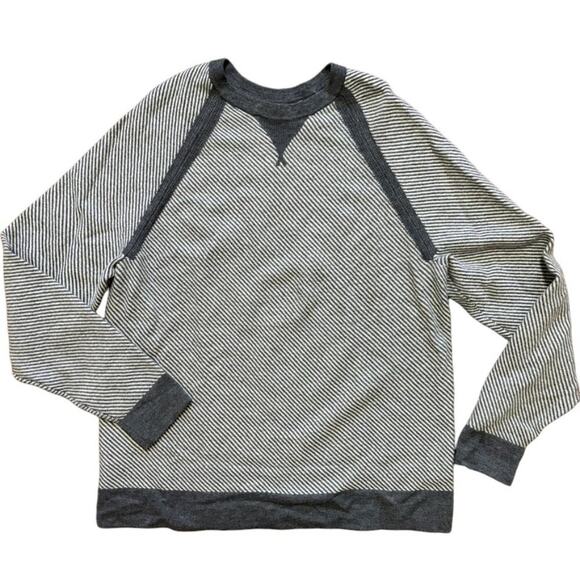 NEW TOAD&CO Strahlhorn Crew Sweater in Gray Stripe  Lambswool Nylon  SZ L - Picture 2 of 10